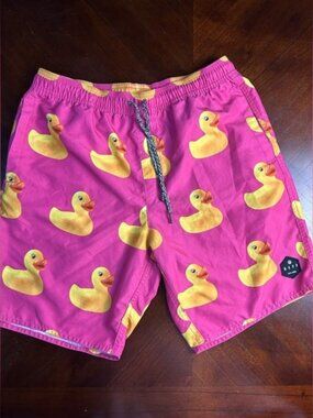 Neff Pink mens Shorts with Yellow Duck Print
